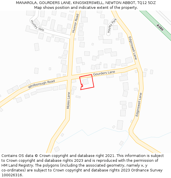 MANAROLA, GOURDERS LANE, KINGSKERSWELL, NEWTON ABBOT, TQ12 5DZ: Location map and indicative extent of plot