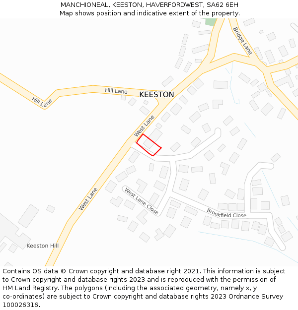 MANCHIONEAL, KEESTON, HAVERFORDWEST, SA62 6EH: Location map and indicative extent of plot