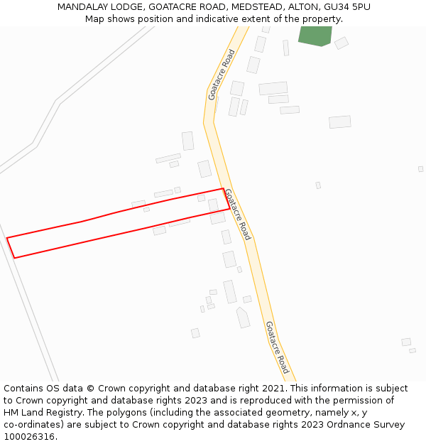 MANDALAY LODGE, GOATACRE ROAD, MEDSTEAD, ALTON, GU34 5PU: Location map and indicative extent of plot