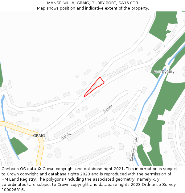 MANSELVILLA, GRAIG, BURRY PORT, SA16 0DR: Location map and indicative extent of plot