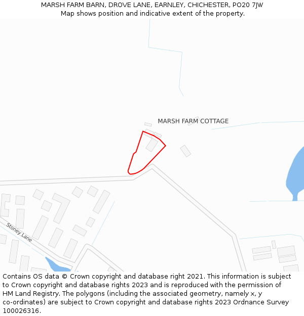 MARSH FARM BARN, DROVE LANE, EARNLEY, CHICHESTER, PO20 7JW: Location map and indicative extent of plot