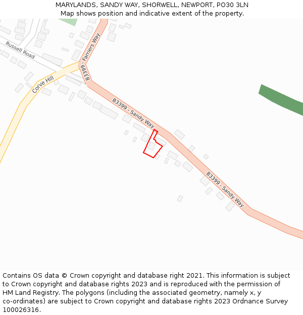 MARYLANDS, SANDY WAY, SHORWELL, NEWPORT, PO30 3LN: Location map and indicative extent of plot