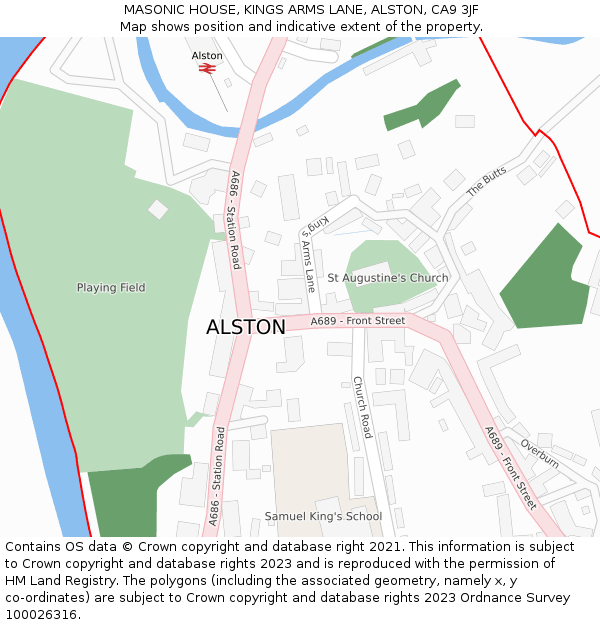 MASONIC HOUSE, KINGS ARMS LANE, ALSTON, CA9 3JF: Location map and indicative extent of plot