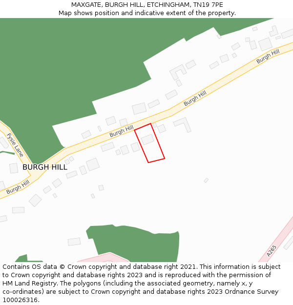MAXGATE, BURGH HILL, ETCHINGHAM, TN19 7PE: Location map and indicative extent of plot