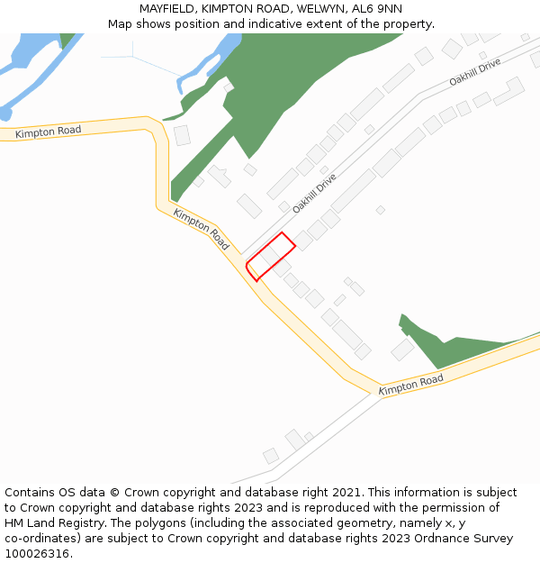 MAYFIELD, KIMPTON ROAD, WELWYN, AL6 9NN: Location map and indicative extent of plot