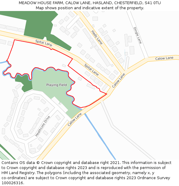 MEADOW HOUSE FARM, CALOW LANE, HASLAND, CHESTERFIELD, S41 0TU: Location map and indicative extent of plot