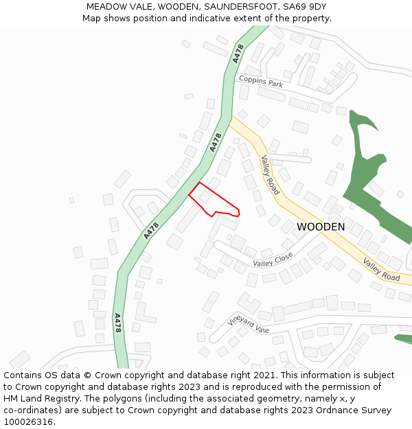 MEADOW VALE, WOODEN, SAUNDERSFOOT, SA69 9DY: Location map and indicative extent of plot