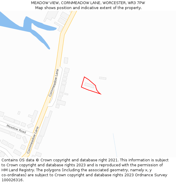 MEADOW VIEW, CORNMEADOW LANE, WORCESTER, WR3 7PW: Location map and indicative extent of plot