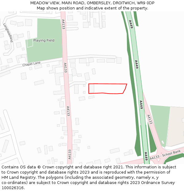 MEADOW VIEW, MAIN ROAD, OMBERSLEY, DROITWICH, WR9 0DP: Location map and indicative extent of plot