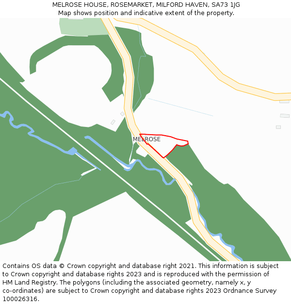 MELROSE HOUSE, ROSEMARKET, MILFORD HAVEN, SA73 1JG: Location map and indicative extent of plot