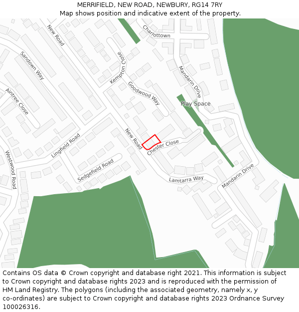 MERRIFIELD, NEW ROAD, NEWBURY, RG14 7RY: Location map and indicative extent of plot