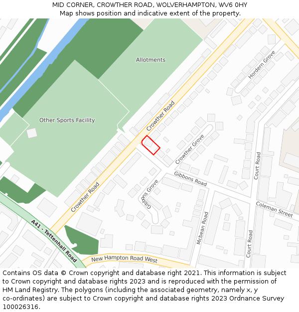 MID CORNER, CROWTHER ROAD, WOLVERHAMPTON, WV6 0HY: Location map and indicative extent of plot