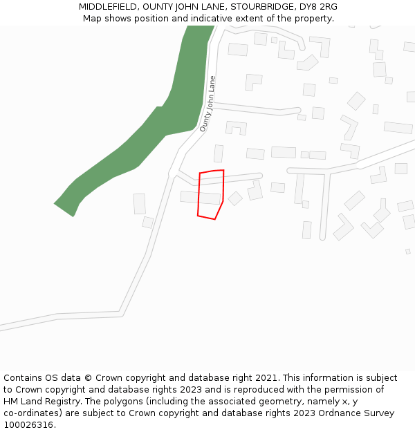 MIDDLEFIELD, OUNTY JOHN LANE, STOURBRIDGE, DY8 2RG: Location map and indicative extent of plot
