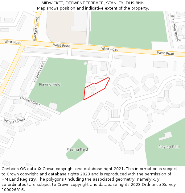 MIDWICKET, DERWENT TERRACE, STANLEY, DH9 8NN: Location map and indicative extent of plot