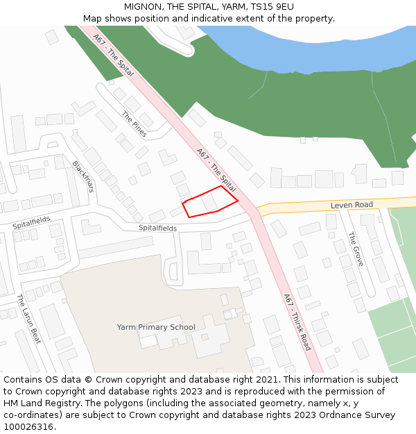 MIGNON, THE SPITAL, YARM, TS15 9EU: Location map and indicative extent of plot