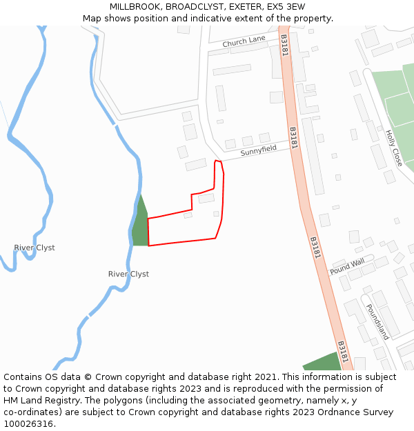 MILLBROOK, BROADCLYST, EXETER, EX5 3EW: Location map and indicative extent of plot