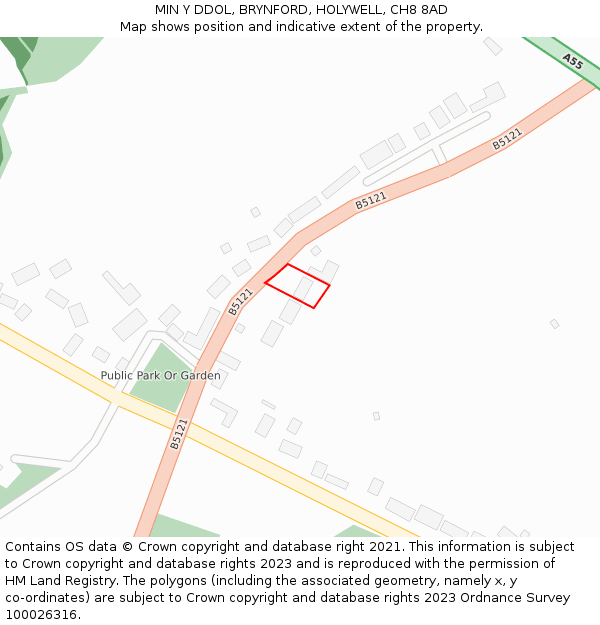 MIN Y DDOL, BRYNFORD, HOLYWELL, CH8 8AD: Location map and indicative extent of plot