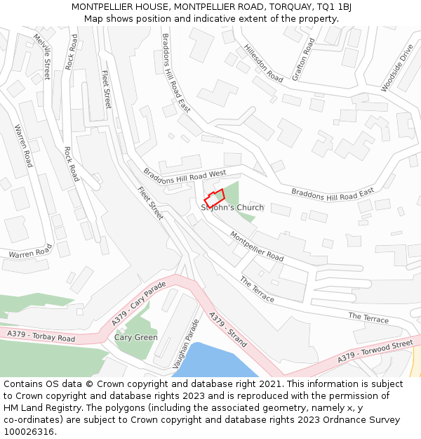 MONTPELLIER HOUSE, MONTPELLIER ROAD, TORQUAY, TQ1 1BJ: Location map and indicative extent of plot