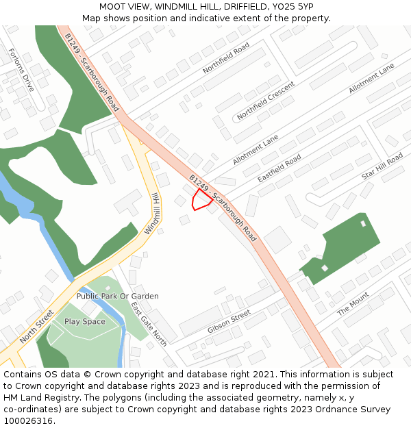 MOOT VIEW, WINDMILL HILL, DRIFFIELD, YO25 5YP: Location map and indicative extent of plot