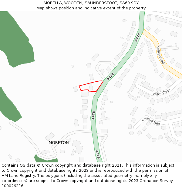 MORELLA, WOODEN, SAUNDERSFOOT, SA69 9DY: Location map and indicative extent of plot