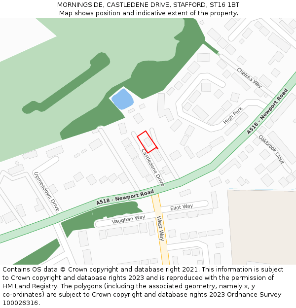 MORNINGSIDE, CASTLEDENE DRIVE, STAFFORD, ST16 1BT: Location map and indicative extent of plot