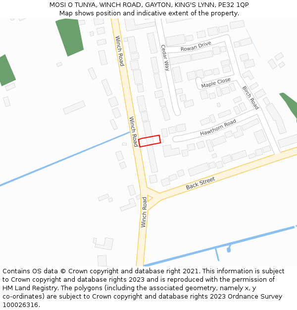 MOSI O TUNYA, WINCH ROAD, GAYTON, KING'S LYNN, PE32 1QP: Location map and indicative extent of plot