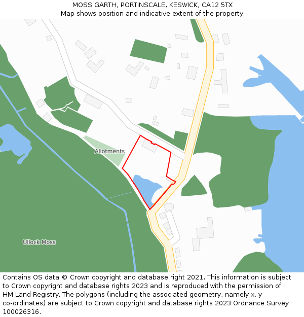 MOSS GARTH, PORTINSCALE, KESWICK, CA12 5TX: Location map and indicative extent of plot
