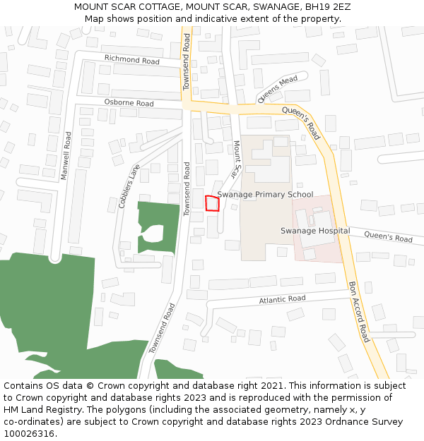 MOUNT SCAR COTTAGE, MOUNT SCAR, SWANAGE, BH19 2EZ: Location map and indicative extent of plot