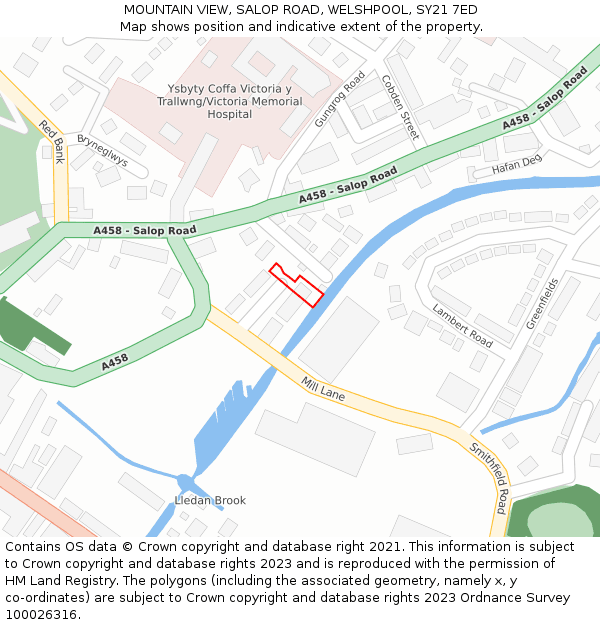 MOUNTAIN VIEW, SALOP ROAD, WELSHPOOL, SY21 7ED: Location map and indicative extent of plot