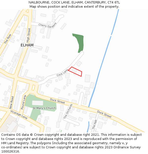 NAILBOURNE, COCK LANE, ELHAM, CANTERBURY, CT4 6TL: Location map and indicative extent of plot