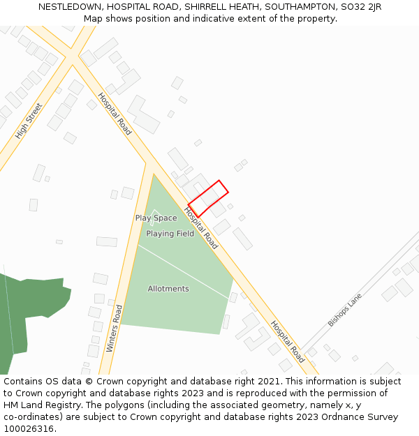 NESTLEDOWN, HOSPITAL ROAD, SHIRRELL HEATH, SOUTHAMPTON, SO32 2JR: Location map and indicative extent of plot