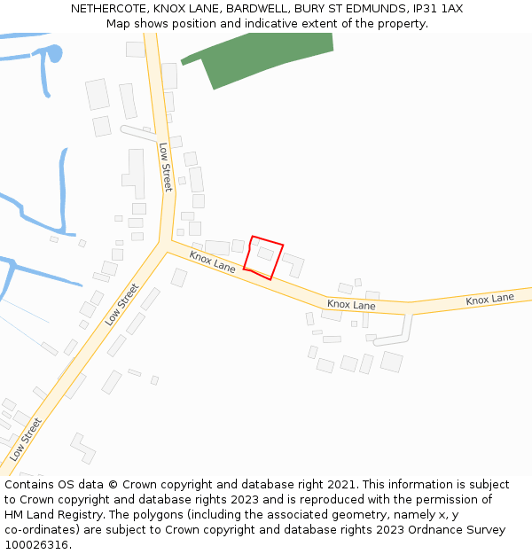 NETHERCOTE, KNOX LANE, BARDWELL, BURY ST EDMUNDS, IP31 1AX: Location map and indicative extent of plot