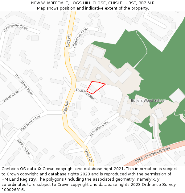 NEW WHARFEDALE, LOGS HILL CLOSE, CHISLEHURST, BR7 5LP: Location map and indicative extent of plot
