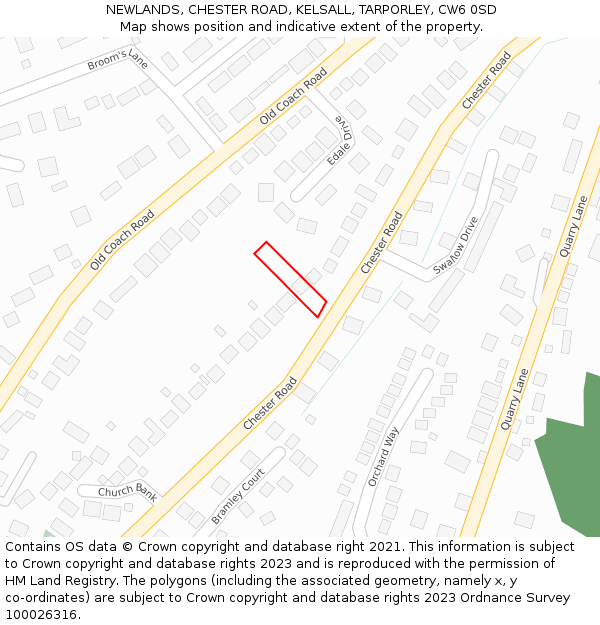 NEWLANDS, CHESTER ROAD, KELSALL, TARPORLEY, CW6 0SD: Location map and indicative extent of plot