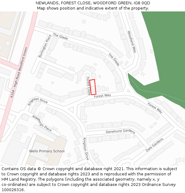 NEWLANDS, FOREST CLOSE, WOODFORD GREEN, IG8 0QD: Location map and indicative extent of plot