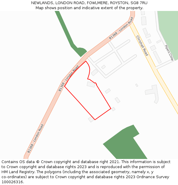 NEWLANDS, LONDON ROAD, FOWLMERE, ROYSTON, SG8 7RU: Location map and indicative extent of plot