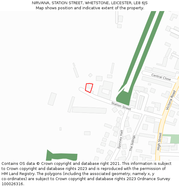 NIRVANA, STATION STREET, WHETSTONE, LEICESTER, LE8 6JS: Location map and indicative extent of plot