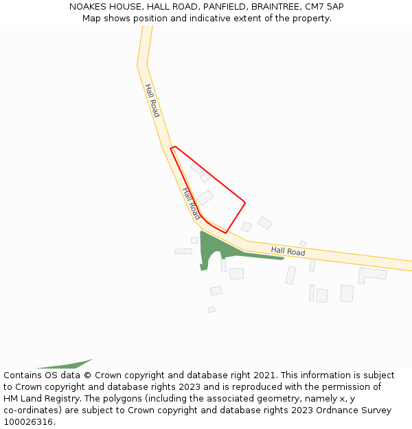 NOAKES HOUSE, HALL ROAD, PANFIELD, BRAINTREE, CM7 5AP: Location map and indicative extent of plot