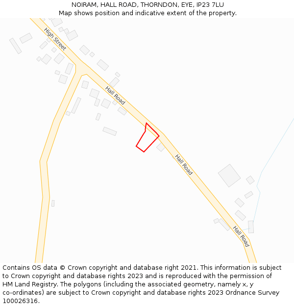 NOIRAM, HALL ROAD, THORNDON, EYE, IP23 7LU: Location map and indicative extent of plot