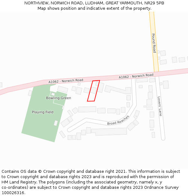 NORTHVIEW, NORWICH ROAD, LUDHAM, GREAT YARMOUTH, NR29 5PB: Location map and indicative extent of plot