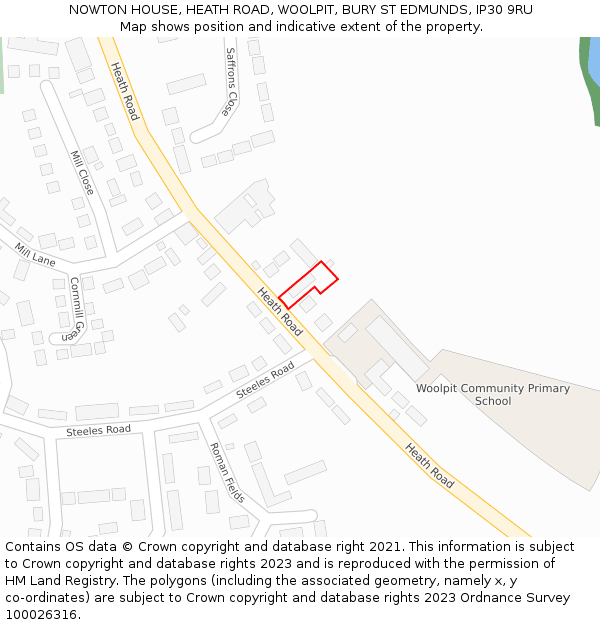 NOWTON HOUSE, HEATH ROAD, WOOLPIT, BURY ST EDMUNDS, IP30 9RU: Location map and indicative extent of plot