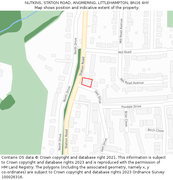 NUTKINS, STATION ROAD, ANGMERING, LITTLEHAMPTON, BN16 4HY: Location map and indicative extent of plot