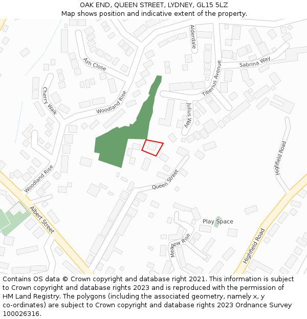 OAK END, QUEEN STREET, LYDNEY, GL15 5LZ: Location map and indicative extent of plot