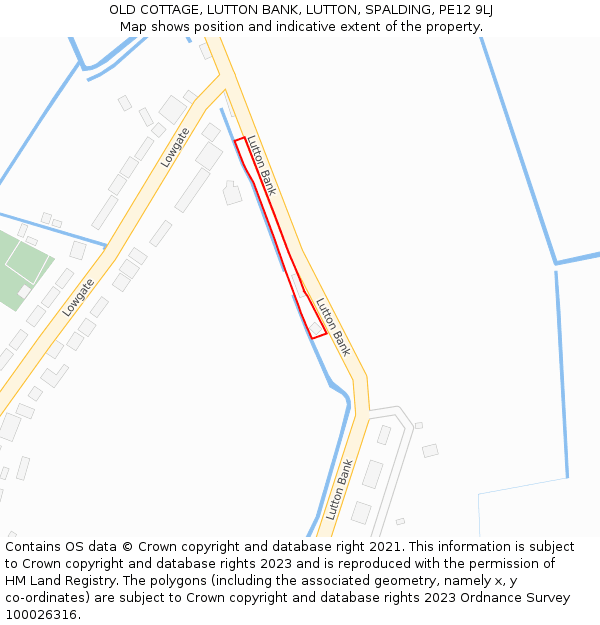 OLD COTTAGE, LUTTON BANK, LUTTON, SPALDING, PE12 9LJ: Location map and indicative extent of plot