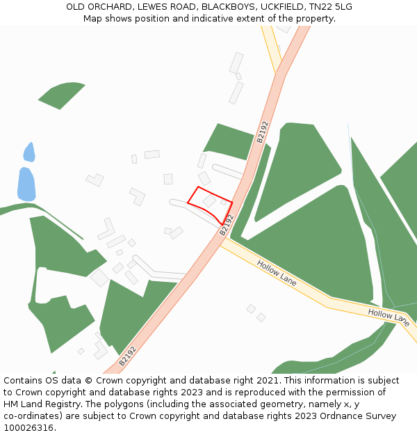 OLD ORCHARD, LEWES ROAD, BLACKBOYS, UCKFIELD, TN22 5LG: Location map and indicative extent of plot