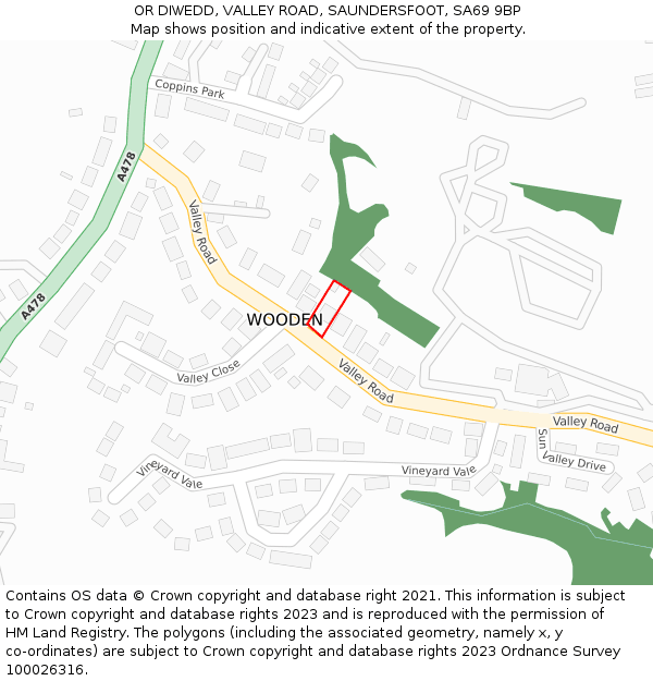 OR DIWEDD, VALLEY ROAD, SAUNDERSFOOT, SA69 9BP: Location map and indicative extent of plot