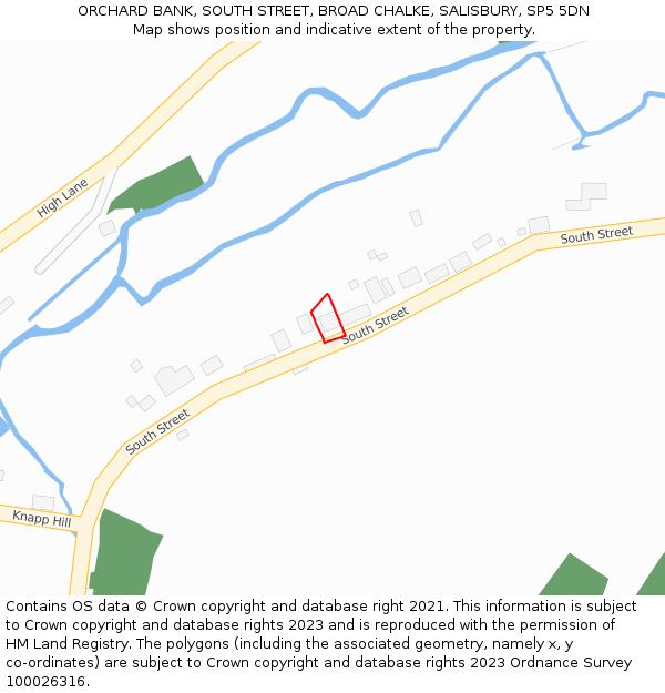 ORCHARD BANK, SOUTH STREET, BROAD CHALKE, SALISBURY, SP5 5DN: Location map and indicative extent of plot