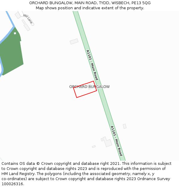 ORCHARD BUNGALOW, MAIN ROAD, TYDD, WISBECH, PE13 5QG: Location map and indicative extent of plot