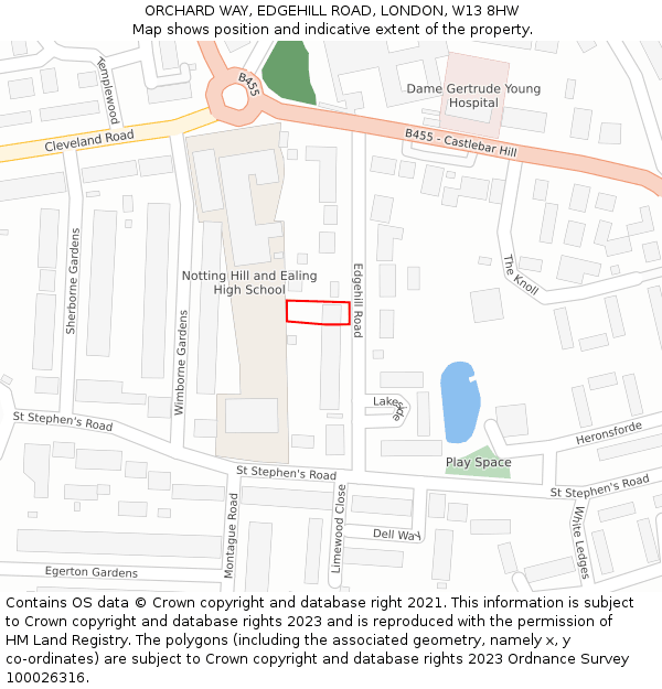 ORCHARD WAY, EDGEHILL ROAD, LONDON, W13 8HW: Location map and indicative extent of plot