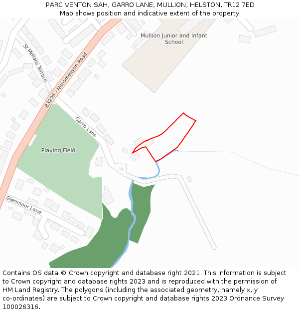 PARC VENTON SAH, GARRO LANE, MULLION, HELSTON, TR12 7ED: Location map and indicative extent of plot